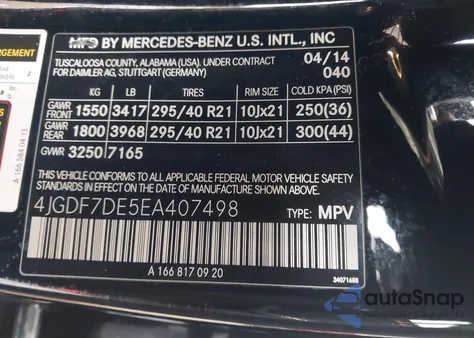 2014 Mercedes-Benz Gl 550 4Matic from USA, damaged, VIN 4JGDF7DE5EA407498